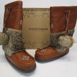 Manitobah Mukluks, New, Waterproof Snowy Owl Grain Leather, Color Tobacco, Sz 8